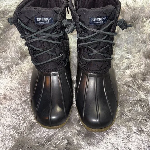 Sperry Girls Youth Top-Sider Saltwater Duck Boot Black Size 3M NEW TK163618 - Picture 4 of 6